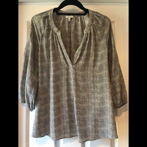 Joie Addie black and white silk blouse